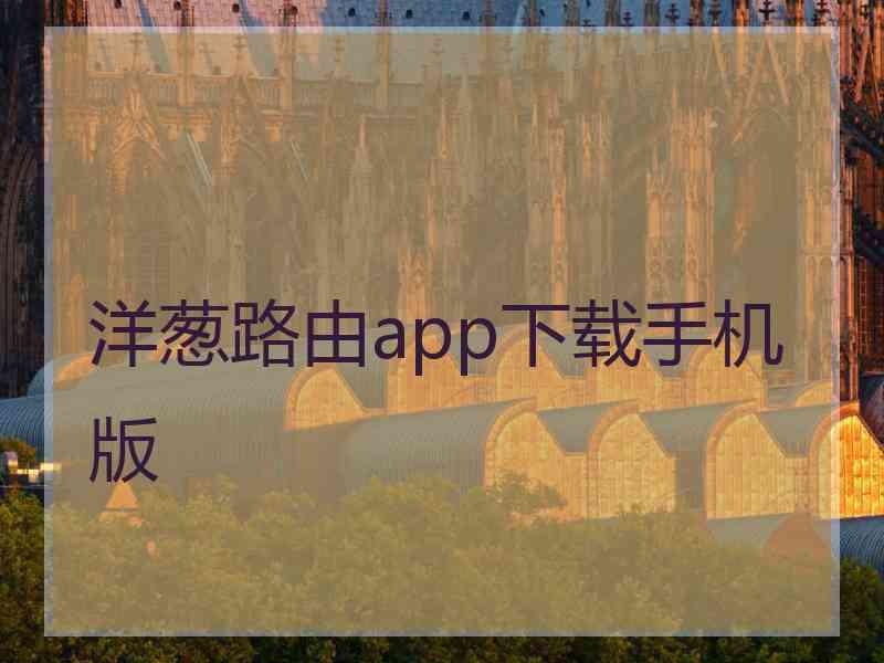 洋葱路由app下载手机版