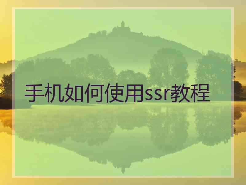 手机如何使用ssr教程