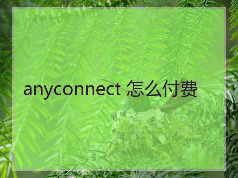 anyconnect 怎么付费