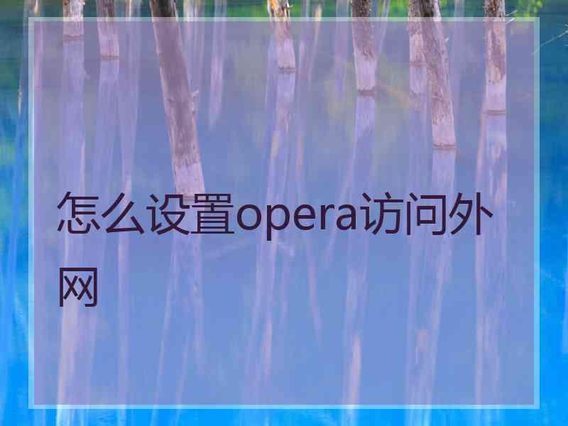 怎么设置opera访问外网