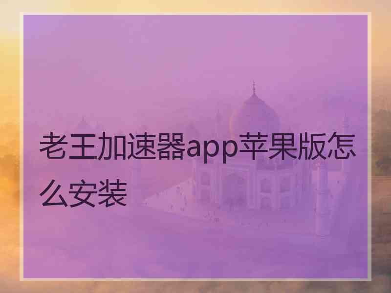 老王加速器app苹果版怎么安装