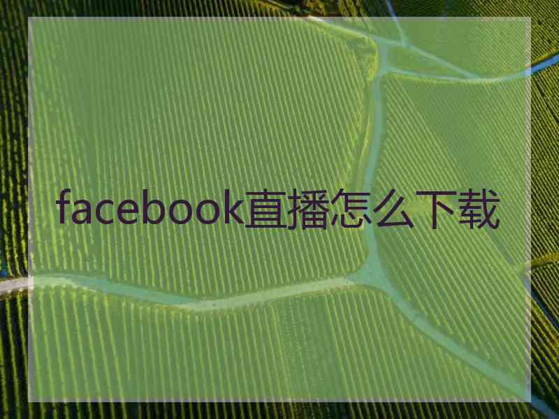 facebook直播怎么下载