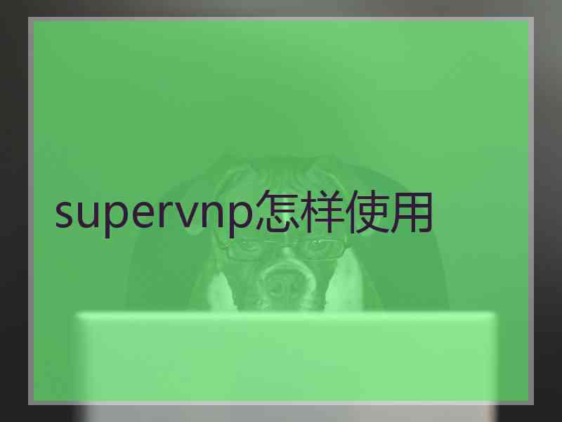 supervnp怎样使用