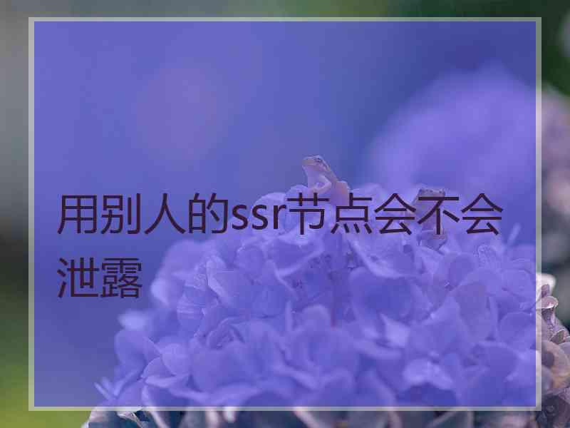 用别人的ssr节点会不会泄露